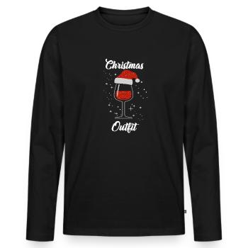 Wine Lovers Noël Chapeau de Noël Tenue Noël - T-shirt manches longues Premium bio Homme - noir - Devant - Nico (187cm)