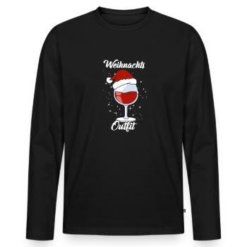 Wine Lovers Noël Chapeau de Noël Tenue Noël - T-shirt manches longues Premium bio Homme - noir - Devant - Nico (187cm)