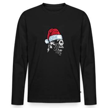 Viking Ugly Christmas – Valhalla Wikinger Outfit - Men's Premium Organic Long Sleeve Shirt - black - Front - Nico (187cm)