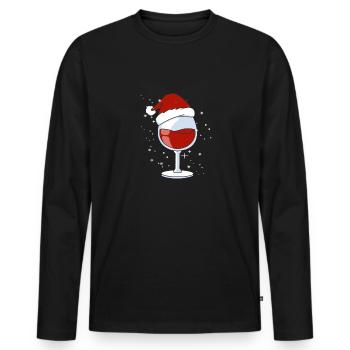 Wine Lovers Noël Chapeau de Noël Tenue Noël - T-shirt manches longues Premium bio Homme - noir - Devant - Nico (187cm)