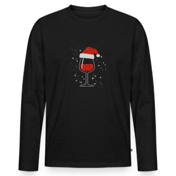 Wine Lovers Noël Chapeau de Noël Tenue Noël - T-shirt manches longues Premium bio Homme - noir - Devant - Nico (187cm)