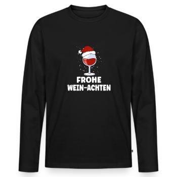 Wein Liebhaber Weihnachts Mütze Outfit Weihnachten - Männer Premium Bio Langarmshirt - Schwarz - Vorne - Nico (187cm)
