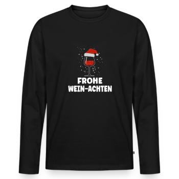 Wein Liebhaber Weihnachts Mütze Outfit Weihnachten - Männer Premium Bio Langarmshirt - Schwarz - Vorne - Nico (187cm)