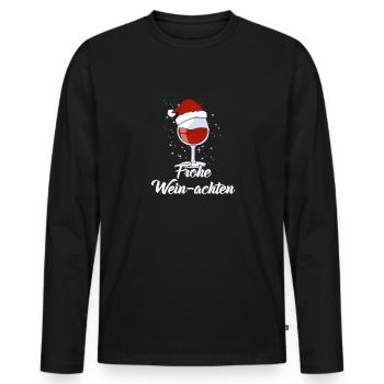 Wein Liebhaber Weihnachts Mütze Outfit Weihnachten - Männer Premium Bio Langarmshirt - Schwarz - Vorne - Nico (187cm)