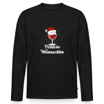 Wein Liebhaber Weihnachts Mütze Outfit Weihnachten - Männer Premium Bio Langarmshirt - Schwarz - Vorne - Nico (187cm)