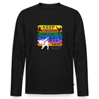 Keep training until your belt turns black - Men's Premium Organic Long Sleeve Shirt - black - Front - Nico (187cm)