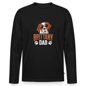 French Brittany Spaniel Epagneul Breton Gift - Men's Premium Organic Long Sleeve Shirt - black - Front - Nico (187cm)