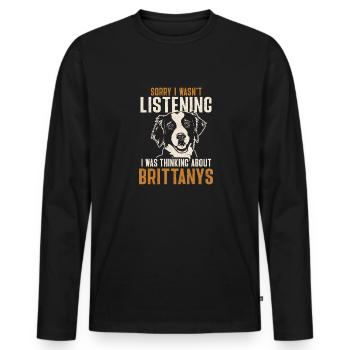 French Brittany Spaniel Epagneul Breton Gift - Men's Premium Organic Long Sleeve Shirt - black - Front - Nico (187cm)