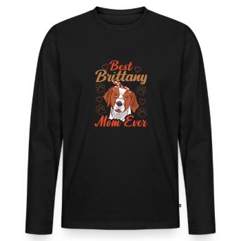 French Brittany Spaniel Epagneul Breton Gift - Men's Premium Organic Long Sleeve Shirt - black - Front - Nico (187cm)