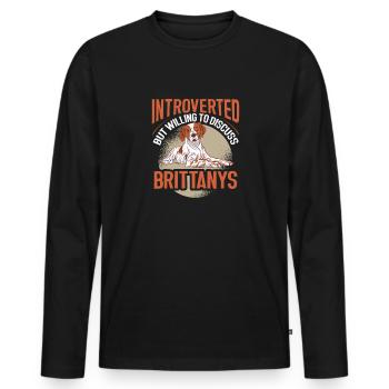 French Brittany Spaniel Epagneul Breton Gift - Men's Premium Organic Long Sleeve Shirt - black - Front - Nico (187cm)