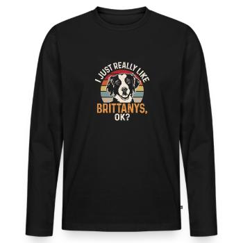 French Brittany Spaniel Epagneul Breton Gift - Men's Premium Organic Long Sleeve Shirt - black - Front - Nico (187cm)