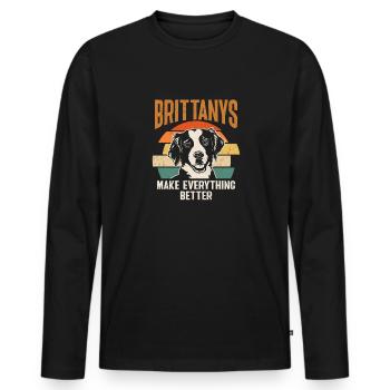 French Brittany Spaniel Epagneul Breton Gift - Men's Premium Organic Long Sleeve Shirt - black - Front - Nico (187cm)