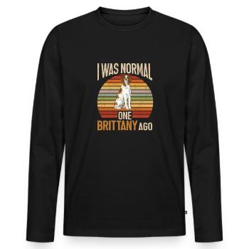 French Brittany Spaniel Epagneul Breton Gift - Men's Premium Organic Long Sleeve Shirt - black - Front - Nico (187cm)