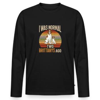 French Brittany Spaniel Epagneul Breton Gift - Men's Premium Organic Long Sleeve Shirt - black - Front - Nico (187cm)