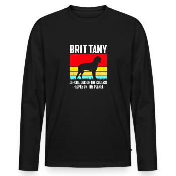 French Brittany Spaniel Epagneul Breton Gift - Men's Premium Organic Long Sleeve Shirt - black - Front - Nico (187cm)