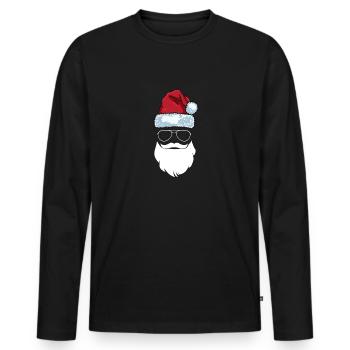 Père Noël Bonnet Lunettes de soleil Bart Santa - T-shirt manches longues Premium bio Homme - noir - Devant - Nico (187cm)