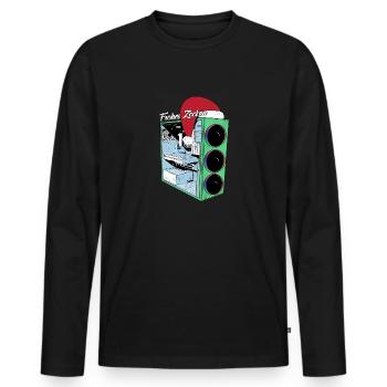 PC de jeu avec Beanie Funny Gambler Outfit Noël - T-shirt manches longues Premium bio Homme - noir - Devant - Nico (187cm)