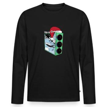 PC de jeu avec Beanie Funny Gambler Outfit Noël - T-shirt manches longues Premium bio Homme - noir - Devant - Nico (187cm)