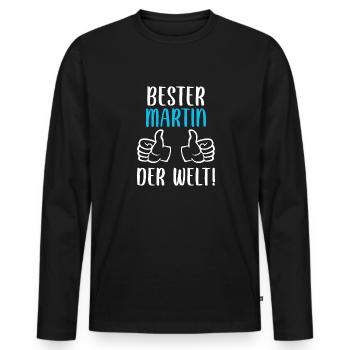 Martin Vorname Name Geburtstag - Männer Premium Bio Langarmshirt - Schwarz - Vorne - Nico (187cm)