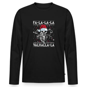 Viking Ugly Christmas – Valhalla Wikinger Outfit - Men's Premium Organic Long Sleeve Shirt - black - Front - Nico (187cm)