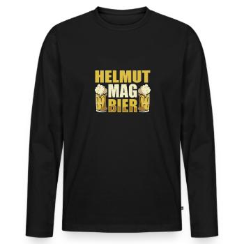 Helmut mag Bier Name Geburtstag - Männer Premium Bio Langarmshirt - Schwarz - Vorne - Nico (187cm)
