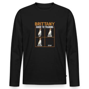 French Brittany Spaniel Epagneul Breton Gift - Men's Premium Organic Long Sleeve Shirt - black - Front - Nico (187cm)