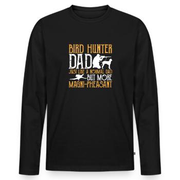 Chasse au faisan Faisan Chasse aux oiseaux Chasseurs d’oiseaux - T-shirt manches longues Premium bio Homme - noir - Devant - Nico (187cm)