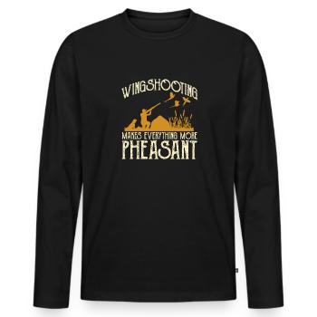 Chasse au faisan Faisan Chasse aux oiseaux Chasseurs d’oiseaux - T-shirt manches longues Premium bio Homme - noir - Devant - Nico (187cm)
