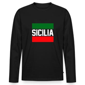 Sicily flag Sicily Palermo Italy - Men's Premium Organic Long Sleeve Shirt - black - Front - Nico (187cm)