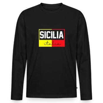Sicily flag Sicily Palermo Italy - Men's Premium Organic Long Sleeve Shirt - black - Front - Nico (187cm)