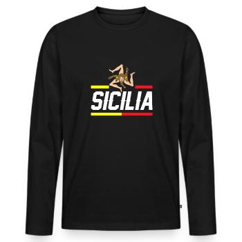Sicily flag Sicily Palermo Italy - Men's Premium Organic Long Sleeve Shirt - black - Front - Nico (187cm)