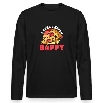 Pizza Baker Pizza Lovers Pizza Gift - Men's Premium Organic Long Sleeve Shirt - black - Front - Nico (187cm)