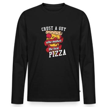 Pizza Baker Pizza Lovers Pizza Gift - Men's Premium Organic Long Sleeve Shirt - black - Front - Nico (187cm)