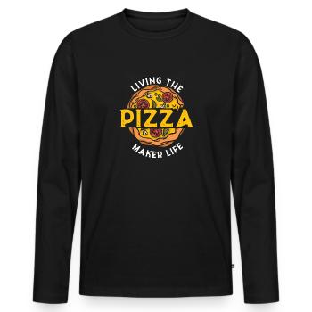 Pizza Baker Pizza Lovers Pizza Gift - Men's Premium Organic Long Sleeve Shirt - black - Front - Nico (187cm)