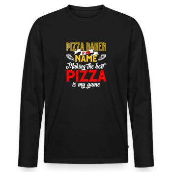 Pizza Baker Pizza Lovers Pizza Gift - Men's Premium Organic Long Sleeve Shirt - black - Front - Nico (187cm)