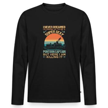 Pontonboot Kapitän Bootfahren See Pontoon - Männer Premium Bio Langarmshirt - Schwarz - Vorne - Nico (187cm)