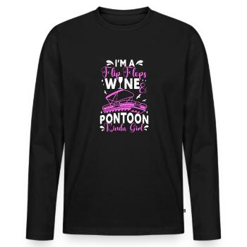 Pontonboot Kapitän Bootfahren See Pontoon - Männer Premium Bio Langarmshirt - Schwarz - Vorne - Nico (187cm)