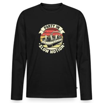 Pontonboot Kapitän Bootfahren See Pontoon - Männer Premium Bio Langarmshirt - Schwarz - Vorne - Nico (187cm)
