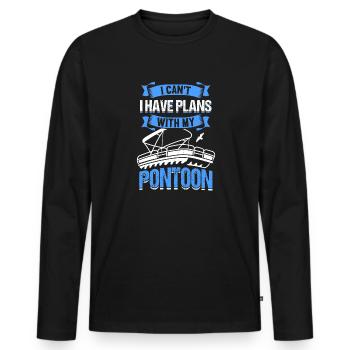 Pontoon Boat Captain Boating Lake Pontoon - Men's Premium Organic Long Sleeve Shirt - black - Front - Nico (187cm)