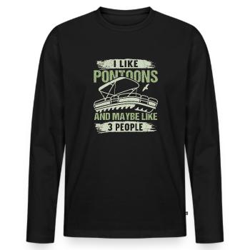 Pontoon Boat Captain Boating Lake Pontoon - Men's Premium Organic Long Sleeve Shirt - black - Front - Nico (187cm)