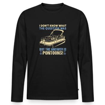 Pontoon Boat Captain Boating Lake Pontoon - Men's Premium Organic Long Sleeve Shirt - black - Front - Nico (187cm)