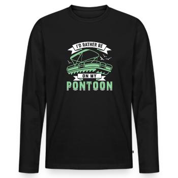 Pontonboot Kapitän Bootfahren See Pontoon - Männer Premium Bio Langarmshirt - Schwarz - Vorne - Nico (187cm)