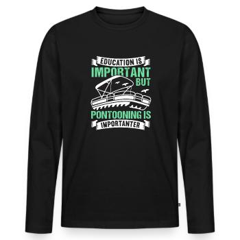 Pontonboot Kapitän Bootfahren See Pontoon - Männer Premium Bio Langarmshirt - Schwarz - Vorne - Nico (187cm)