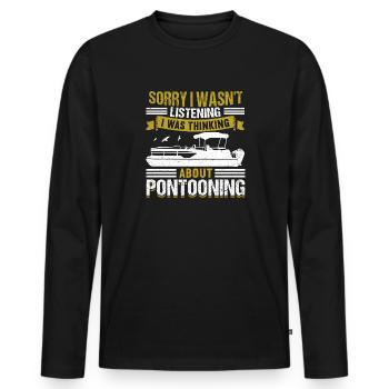 Pontoon Boat Captain Boating Lake Pontoon - Men's Premium Organic Long Sleeve Shirt - black - Front - Nico (187cm)
