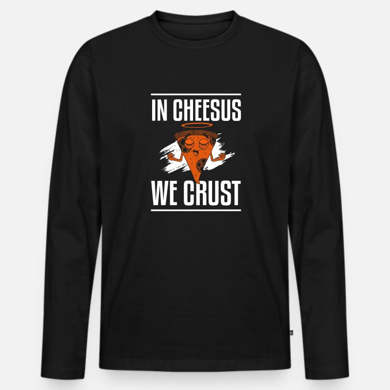 In Cheesus We Crust Funny Pizza Making - Männer Premium Bio Langarmshirt - Schwarz