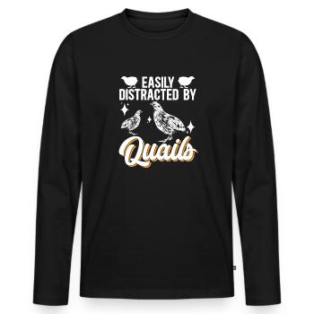 Cadeau d’amoureux des oiseaux de caille - T-shirt manches longues Premium bio Homme - noir - Devant - Nico (187cm)