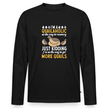Cadeau d’amoureux des oiseaux de caille - T-shirt manches longues Premium bio Homme - noir - Devant - Nico (187cm)