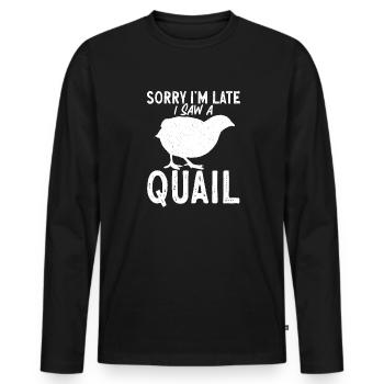 Cadeau d’amoureux des oiseaux de caille - T-shirt manches longues Premium bio Homme - noir - Devant - Nico (187cm)