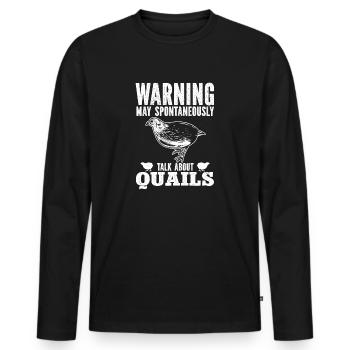 Cadeau d’amoureux des oiseaux de caille - T-shirt manches longues Premium bio Homme - noir - Devant - Nico (187cm)
