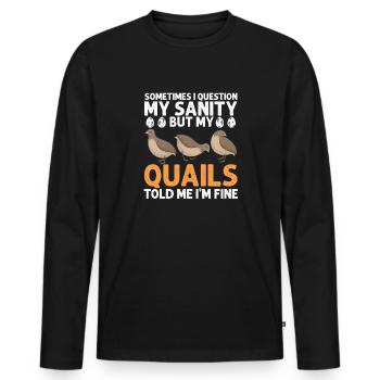 Cadeau d’amoureux des oiseaux de caille - T-shirt manches longues Premium bio Homme - noir - Devant - Nico (187cm)